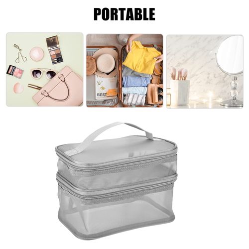 VOCOSTE Travel Makeup Bag Travel Toiletry Organizer Makeup Brush Holder Makeup Organizer Bag Toiletry Bag Waterproof Polyester 1pcs, gray