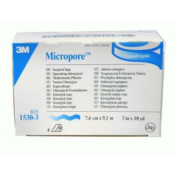 3M Micropore Surgical Tape, White, 4 Count