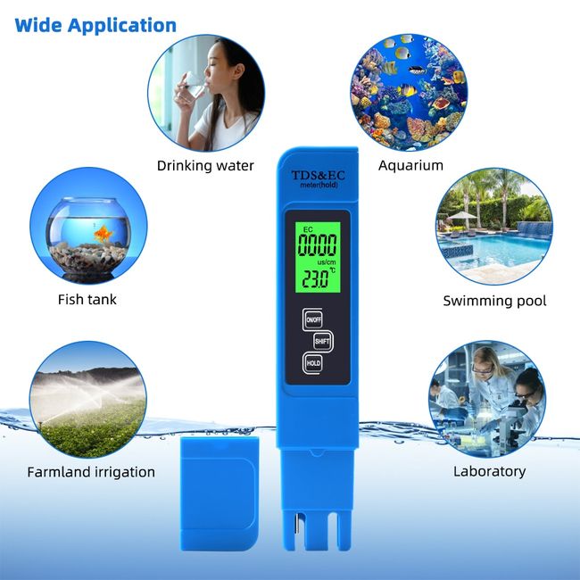 TDS Meter Digital Water Tester, Professional 3-in-1 TDS, Temperature and EC  Meter with Carrying Case, 0-9999ppm, Ideal ppm Meter for Drinking Water,  Aquariums and More 