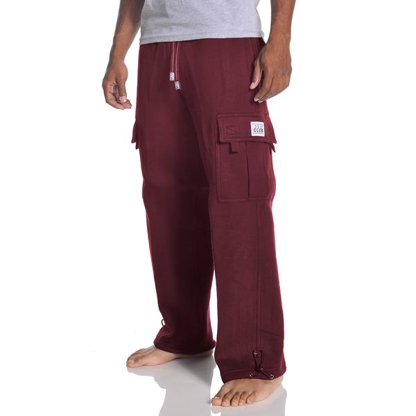 Pro Club Men's Heavyweight Fleece Cargo Pants, 2X-Large, Maroon