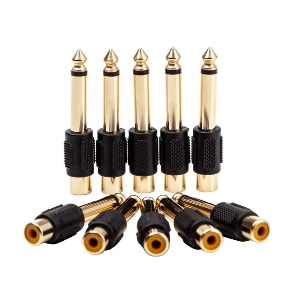 Phone Pin Conversion Plug wuernine 10pcs 6.35mm Mono Male to RCA Female Audio Interface Amplifier Speaker Mixer etc Standard Adapter Connector