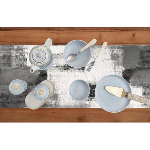 LOZULO Grey Table Runner 40cm Wide 140cm Long Vintage Rustic Table Runners Decoration for Round Table Coffee Table Runner Wedding Party Valentine Table Cover