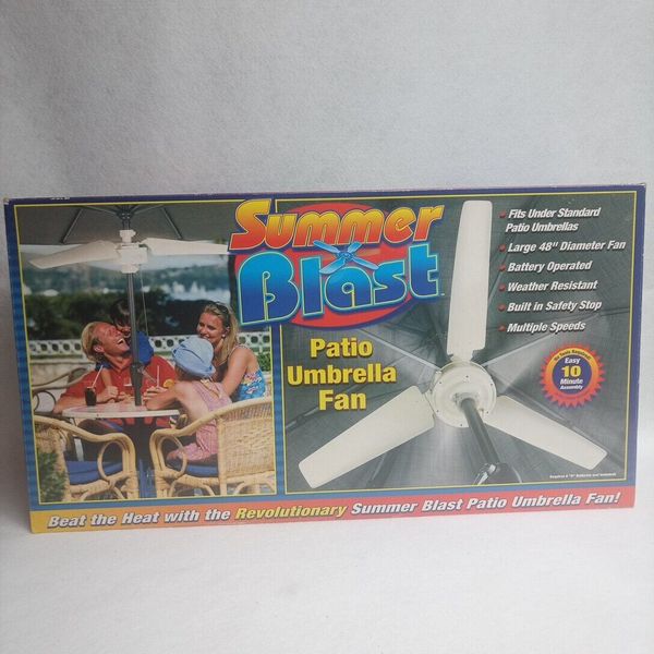 Summer Blast 48" Patio Umbrella Fan | Battery Operated | New In Box