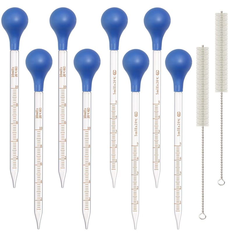 Asherxin 8 Pack Glass Pipette Dropper Lab Graduated Dropper Liquid ...