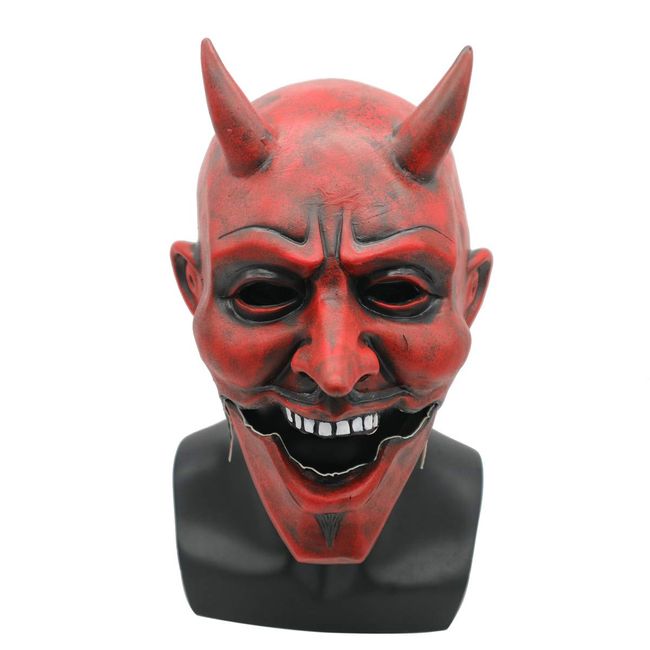 BestCosr Men's Beast Mask Red Cow Devil Clown Mask Mouth Move Cosplay Props For Halloween Party