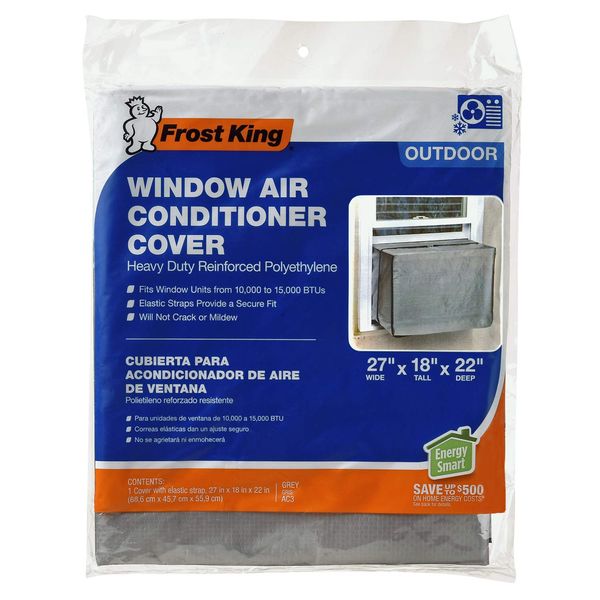 Thermwell Frost King AC3H Outside Window Air Conditioner Cover, 18 x 27 x 22-Inch, 18"X27"X22"X6 mil Fits from 10,000 to 15,000 BTU, Grey