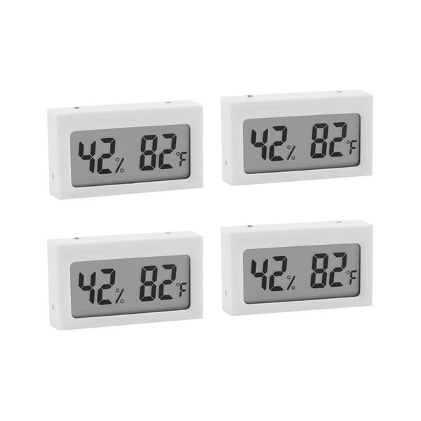 Bordhap 4PCS S-WS05 Mini Electronic -Hygrometer Humidity Meter for Fish Tank ℃/℉ White