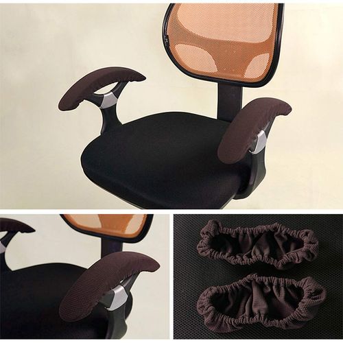 Garneck 2pcs Office Chair Armrest Covers,Arm Rest Slipcovers,Thickened Office Computer Chair Armrest Protect Covers, Elastic Band Chair Arm Rest Sleeves (Coffee)