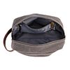 Seemeroad Travel Toiletry Bag for Men and Women, Canvas Toiletry Organizer Water-Resistant Vegan Leather, Hanging Dopp Kit Shaving Bag for Toiletries Accessories (Grey, Medium)