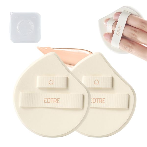Multi-functional Wet Makeup Sponge Puff 2 Piece Makeup Sponge Foundation Spun Type Smooth Storage Case Fluffy (White)