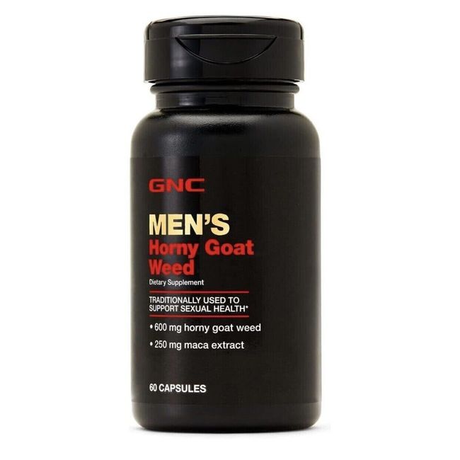 GNC Mens Horny Goat Weed 600mg Support Sexual Health 60 Capsules Exp 1/2026