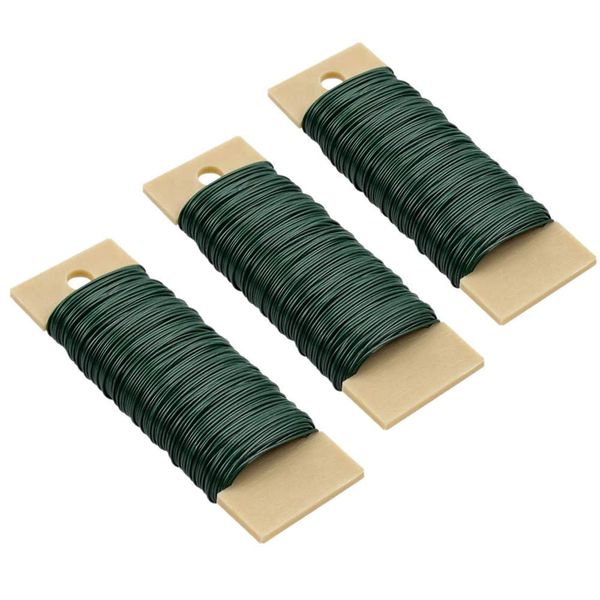 Florist Wire, 3 Rolls 22 Gauge Green Florist Wire for Wreath Making, Floral Wire Metal Binding Wire Flexible Paddle Wire for Crafting, DIY Flower Arrangement, Christmas, Wedding, Plants, Garden