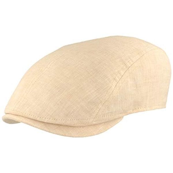 Breiter Herren Schiebermütze Flatcap Schirmmütze Leinen Innenfutter (as3, Numeric, Numeric_64, Natur)