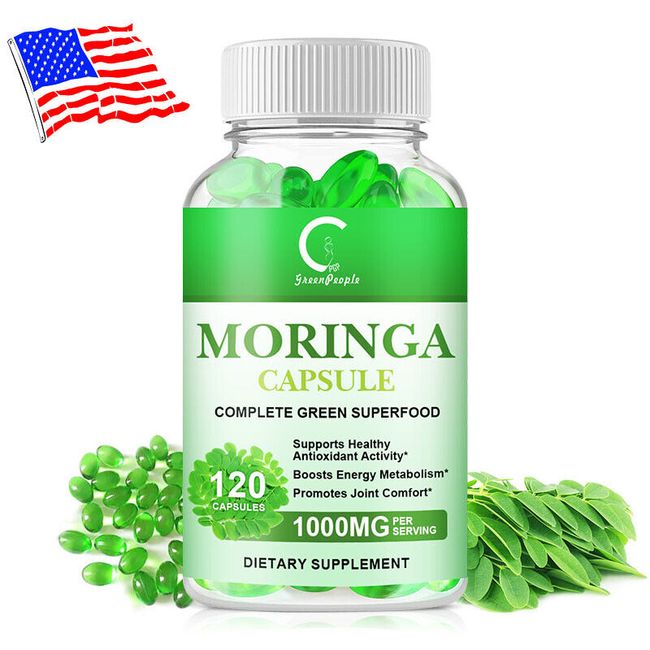 Moringa Leaf Organic Extract 1000mg Serving 100% Pure Immune Support 120 Caps