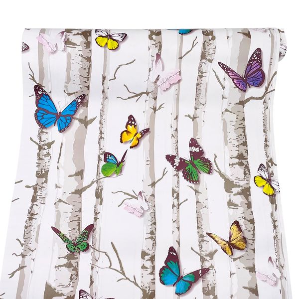 Yifely Colorful Butterfly Furniture Paper Decorative Vinyl Self Adhesive Shelf Drawer Liner 17x118 Inch