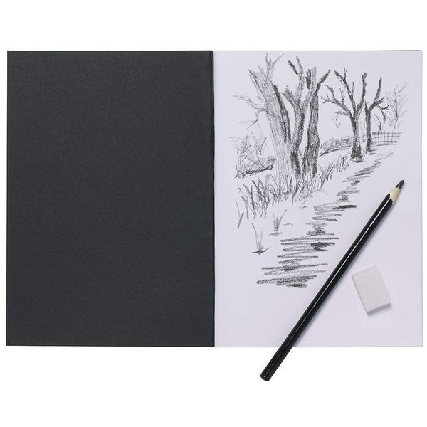 2XA5 Artist Sketch Book White Cartridge Paper Black Card Cover Art Pad