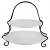 Gibson Elite Splendid Grace 2 Tiered Serving Set With Metal Rack In  White