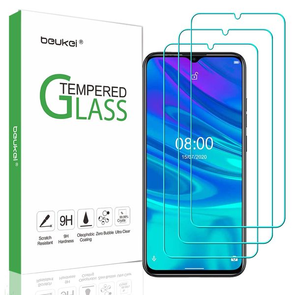 beukei (3 Pack) Compatible for Ulefone Note 9P Screen Protector Tempered Glass, Touch Sensitive,Case Friendly, 9H Hardness