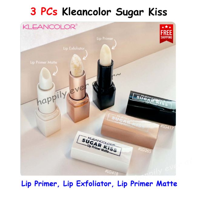 3 PCs Kleancolor SUGAR KISS Lip Treatment Set - Exfoliator, Primer, Matte Primer