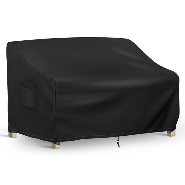 Richwon Outdoor Couch Cover Waterproof, 3-Seater Outdoor Sofa Cover, Patio Furniture Covers with Air Vent and Handles, 70W x 38D x 31H Inches, Black