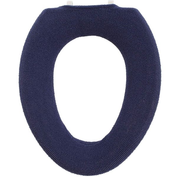 OKA Etoffe Twa Toilet Seat Cover, For O-Shaped Seats, Antibacterial, Odor Resistant, Approx. 6.3 x 13.8 x 0.8 Inches (16 x 35 x 2 cm), Navy Blue