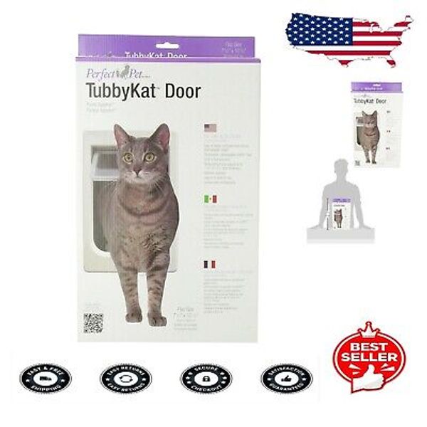 Interior/Exterior Cat Door with 4-Way Lock & Sturdy Plastic Flap (Large Size)