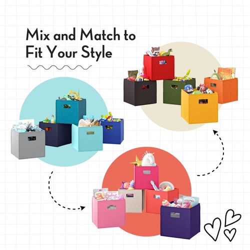 RiverRidge Folding Storage Bins with Handles Turquoise Cube Storage Organizer for Closet, Bedroom & Playroom - Closet Organizers and Storage Set of 2