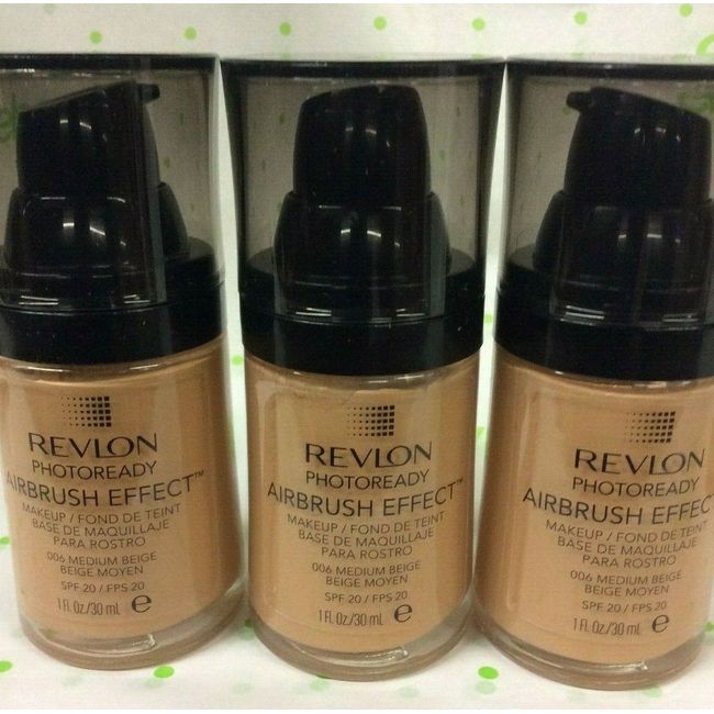 LOT OF 3 - Revlon Photoready Airbrush Effect Makeup Foundation#006 MEDIUM BEIGE