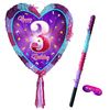 Third birthday pinata and stick