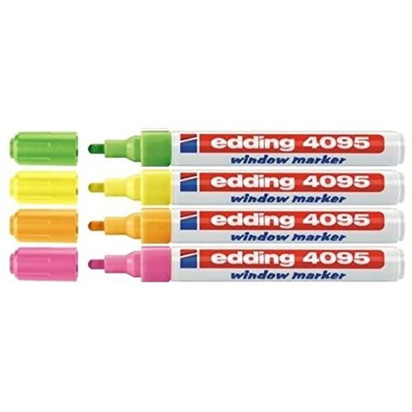 Edding 4095 Window Chalk Marker Bullet Tip Approx. 2-3 mm Narrow Neon Assorted 4