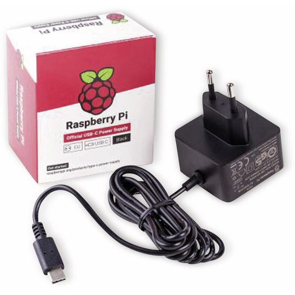 Raspberry 4596 Pi - offizielles Netzteil für Raspberry Pi 4 Model B, USB-C, 5.1V, 3A