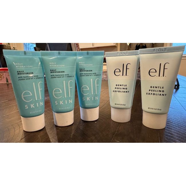 5 PC E.L.F.  elf TRAVEL Set - Moisturizer (3), Exfoliant (2)