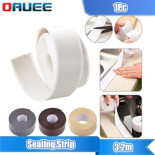 Bathroom Shower Sink Bath Sealing Tape Strip White PVC Self