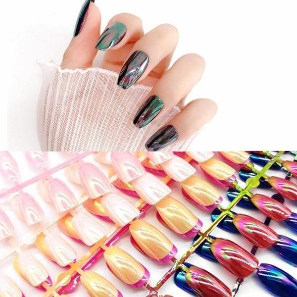 Nail Art Nail Deco Aurora Coffin Tip 24p Set 18 Types (W97ECCE)