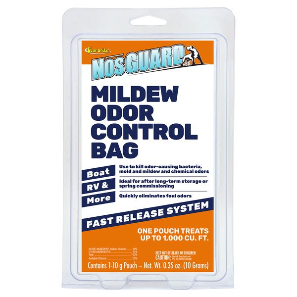 STAR BRITE NosGuard SG Mildew Odor Control Bag - Fast Release System - Ideal for Seasonal Homes & Cabins + Boat, RV & Vehicles Coming Out of Storage - Permanently Remove Odor in 4-6 Hours 10g (89970)