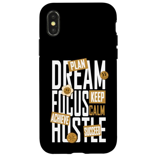 Brown Dream, Focus, Hustle Brown Graphic Case for iPhone X/XS