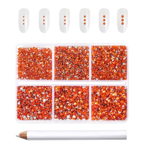 Beadsland 7,200pcs Flatback Rhinestones, Nail Gems Round Crystal Rhinestones for Crafts, 6 Mixed Sizes with Wax Pencil Kit, SS3-SS10, Hiya