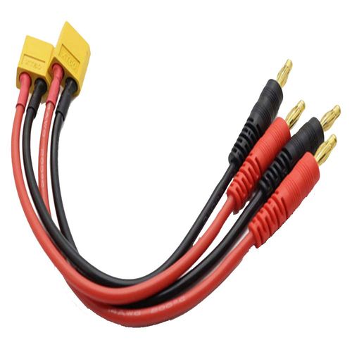 Yiqigou 2pcs XT60 XT60 Plug Male Connector to 4mm 4.0mm Banana Plug Bullet Connector Charging Extension Cable Cord Lead with 30cm 14AWG Silicone Wire