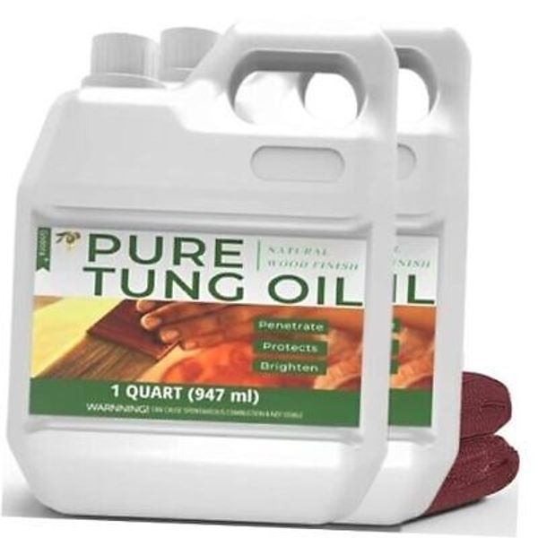 2 Pcs 32 oz Pure Tung Oil for Wood Finishing, Wood Sealer 64 Fl Oz (Pack of 2)