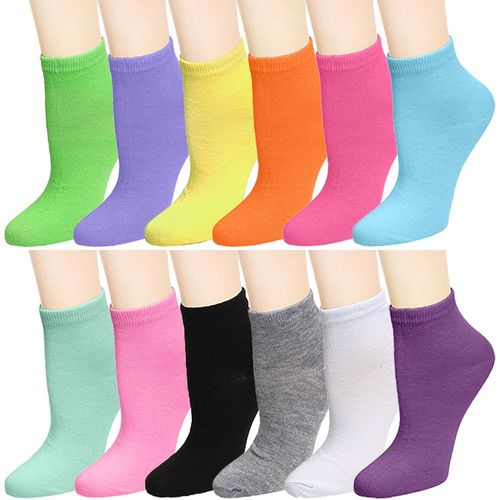 Falari 12 Pairs Women Novelty Ankle Socks Colorful ComfortSoft Lightweight Sports Athletic Socks (12 Colors)