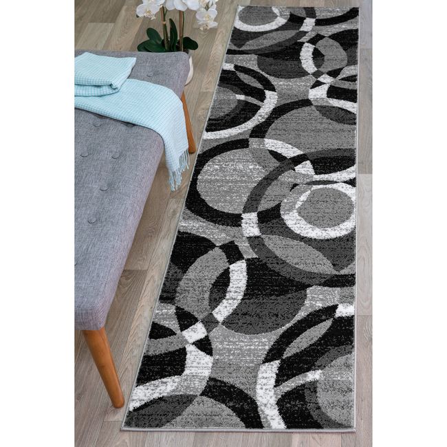 Rugshop Carpet Runner Geometric Circles Runner Rug for Hallway Floor Rugs 2x10