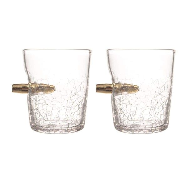 Bar Amigos Set of 2 Novelty Tumbler Spirit Shot Glass - 300ml Double Pack Glass with Bullet Shot in The Glass Tasting Tumblers for Drinking Scotch Bourbon Whiskey Brandy