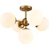 Mid Century 5-Light Semi Flush Mount Ceiling Light,Brass Sputnik Ceiling Light