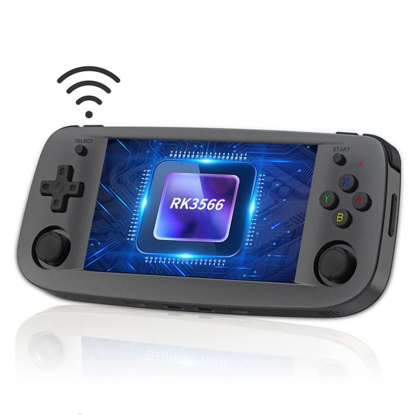 RG503 Handheld Game Console , 4.95 Inch OLED Screen RK3566 Chip Linux System Support 5G WiFi Bluetooth 4.2 Built-in 64G SD Card 4193 Games(Black)