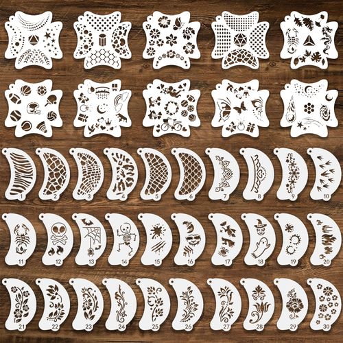 40 Pcs Face Paint Stencils Kit, Body Facial Painting Templates Reusable Facial Painting Stencils Body Paint Templates for Makeup, Halloween, Party Art Painting