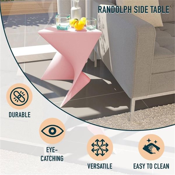 LeisureMod Randolph Modern Triangle End Table in Pink Set of 2