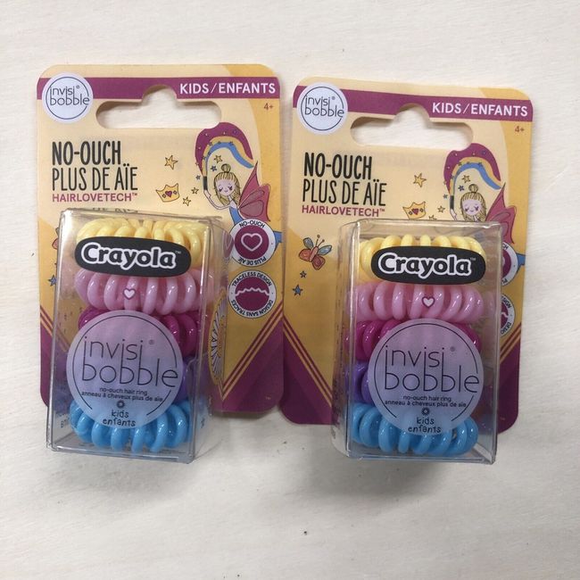 Lot of 2 Invisibobble Crayola HairLoveTech no-ouch Hair Rings, 5 Ct Each