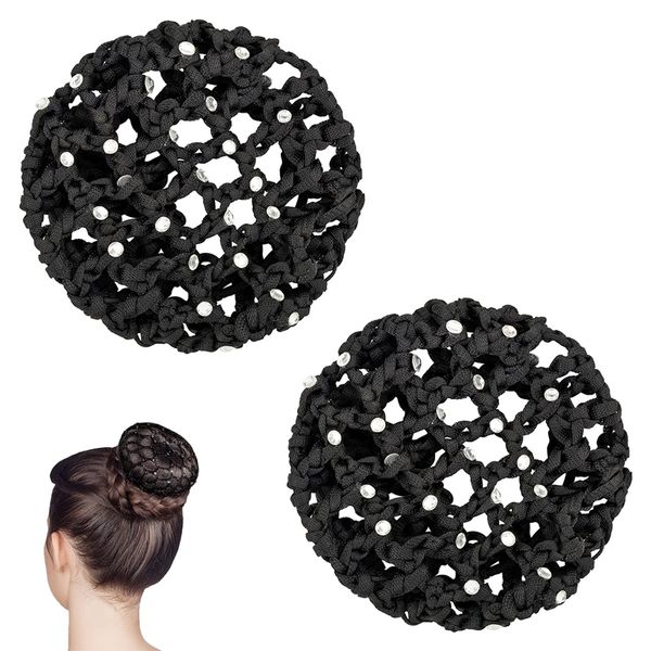 Net for Hair,Haarnetze Frisuren,Haarnetz 2 Stück,Hair Net,Haarnetze,Dutt Netz Haarnetz,Ballet Bun Net,Kristall Haarnetz,Ballet Hair Net,Dutt Ballett Mädchen,Dutt Glitzer,Duttnetze (Mit Strass)