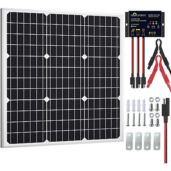 SOLPERK Solar Panel Kit 50W 12V, Solar Battery Trickle Charger Maintainer With