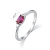 Ladies Sterling 925 Solid Silver Oval Cut Ruby and White Sapphire 3 Stone Ring Sizes K to U (S)